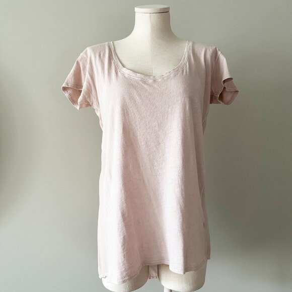 AG Adriano Goldschmied T-Shirt Womens Size S Light Pink with Real Silk Back - Picture 1 of 6